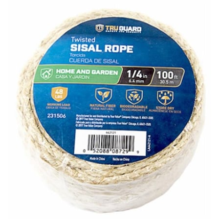 Mibro Group MIBRO Group 231506 0.25 in. x 100 ft. Tru-Guard Natural Fiber Twisted Sisal 231506
